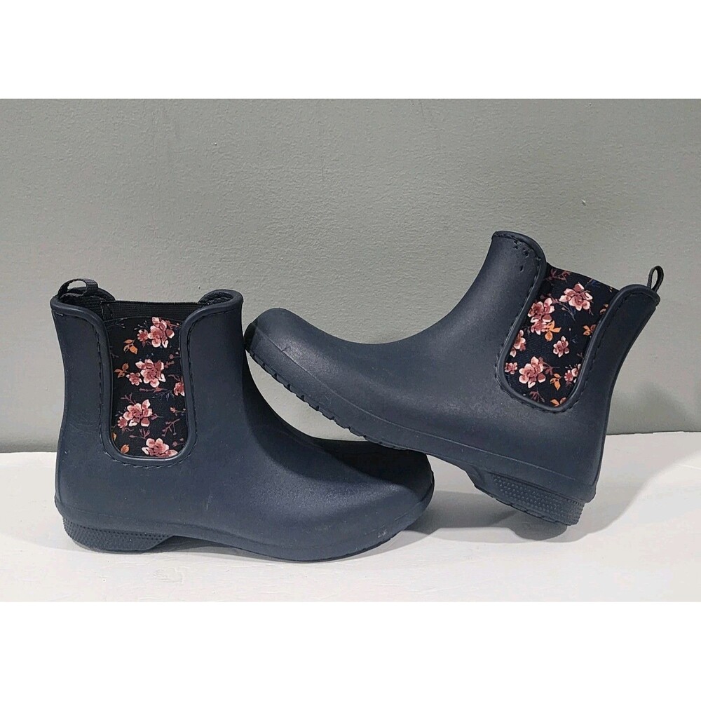 Crocs Women's Ankle Blue Rain Boots Floral Chelsea Boot Sizes 8